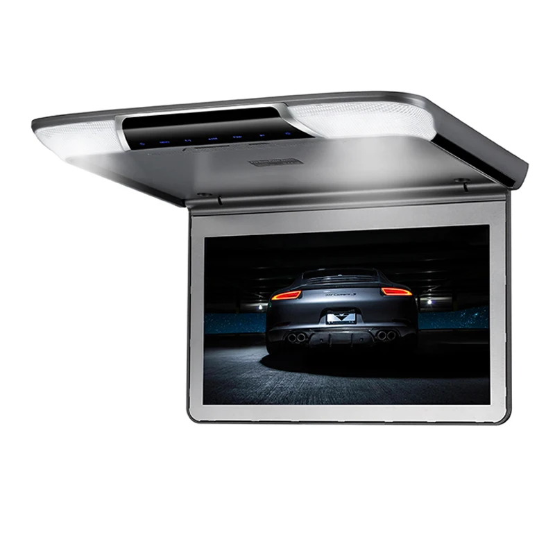 Cemicen 11,6 дюймов HDMI 1080P на крышу автомобиля потолок флип вниз ТВ цифровой 1920*1080 экран монитор MP5 плеер HDMI USB SD IR FM - Color: Grey no headphone