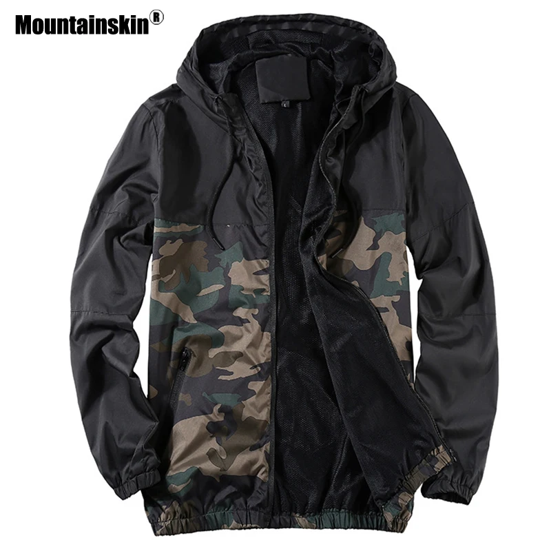 Najtaniej Mountainskin 2020 męska nowa kurtka jesienna kurtka męska młodzieży kamuflaż Patchwork płaszcz z kapturem Slim Fit odzież marki 4XL SA741