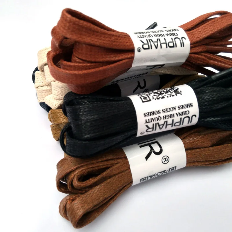JUP 3 Pair Flat Waxed Colored Shoelaces Unisex  100% Cotton Flat Shoestring Leather Boot Laces Martin Boots Sneakers Shoes Laces
