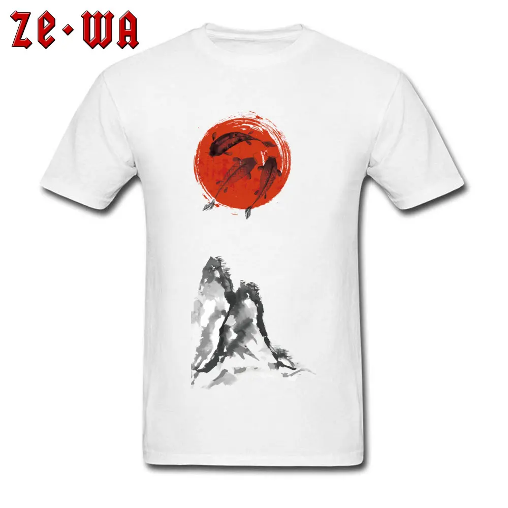 Family Round Collar T Shirt Summer/Autumn Tops Shirts Short Sleeve New Design Pure Cotton Casual Tees Slim Fit Men's japan ink wash painting drawing china white