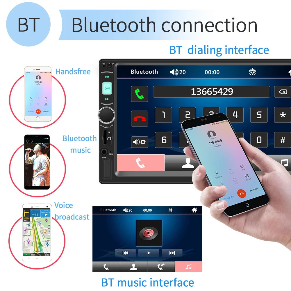 

777A 2 Din Stereo 7" Touch Screen FM Video MP5 Player Auto RadioUniversal Car Multimedia Player Autoradio GPS Navi Bluetooth