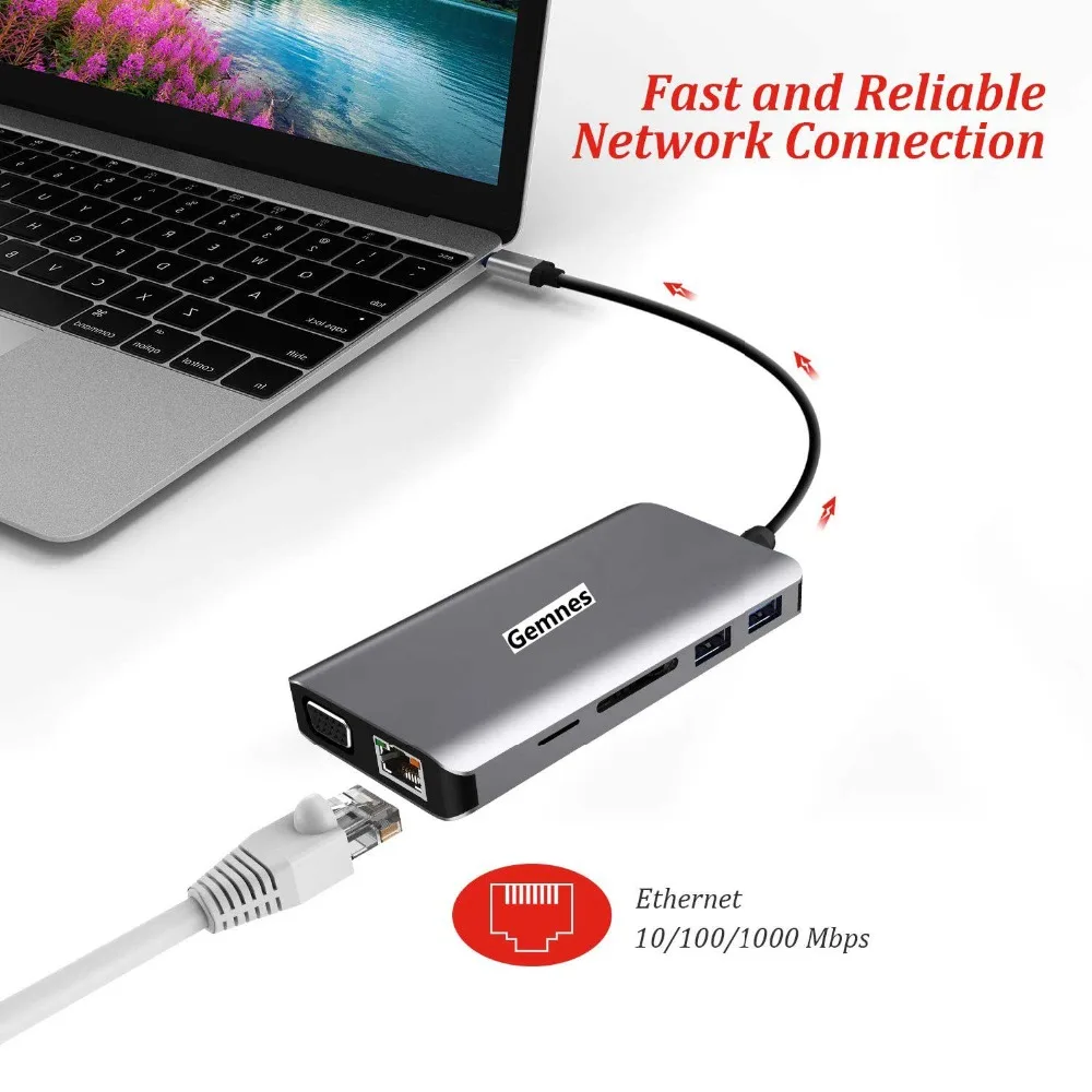Original 11 in 1 USB C Docking Station to 4K HDMI RJ45 VGA Ethernet for Lenovo for MacBook Pro Laptop USB Type C Device