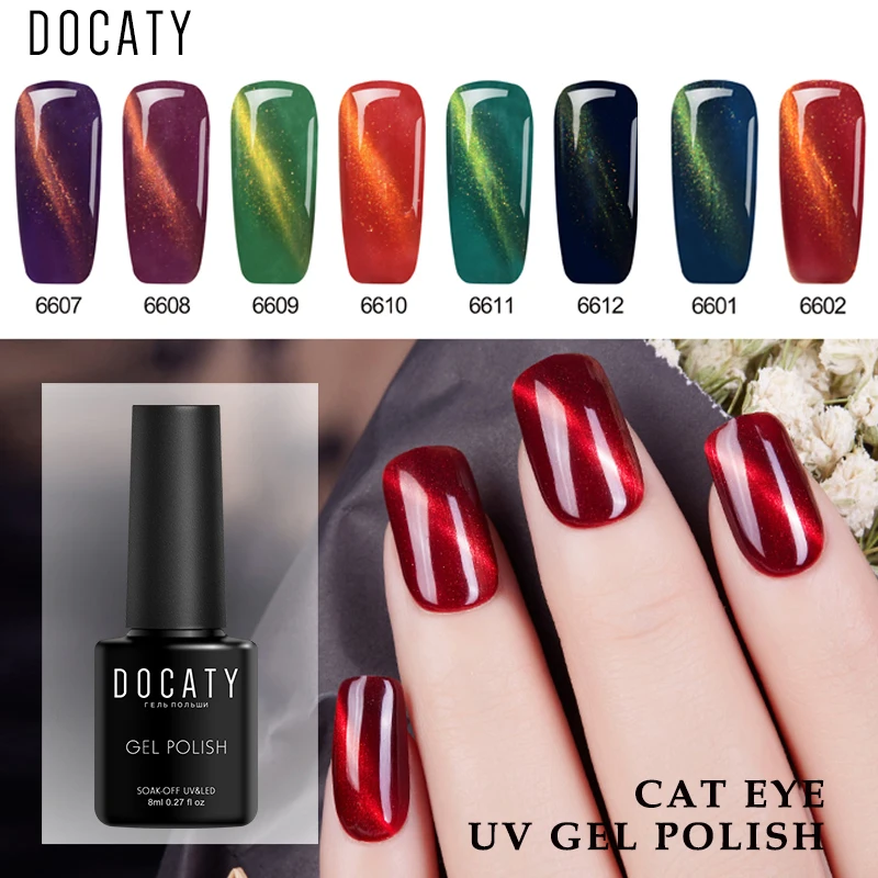 

Docaty Cat Eye Gel Polish Nail Gel Decoration Nail Glitter Color Flame Gel Varnish Soak Off Hybrid Magnetic Effect Nail Polish