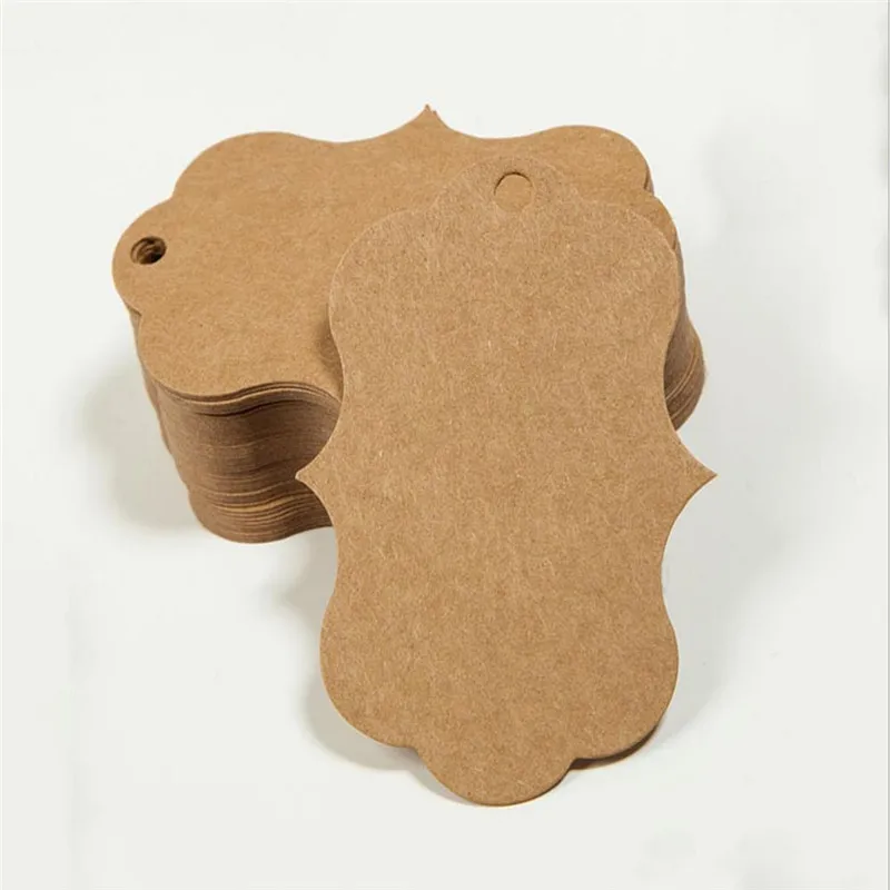 

100pcs Natural Brown Kraft Paper Tags DIY Gift Craft Price Tags Luggage Tags Wedding Name Cards