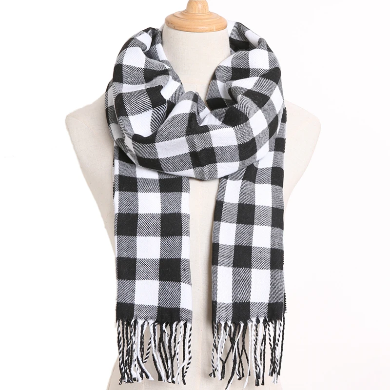 Зимний шарф Для женщин клетчатый шарф теплые дизайнерские Треугольники кашемировые платки Для женщин шарфы дропшиппинг VS051 - Цвет: N-29 (190cm X 35cm)
