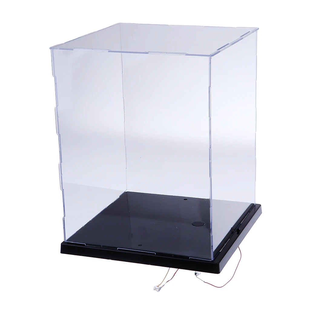 Transparent Display Case Model Dust-proof Box With LED Lights Acrylic Display Box