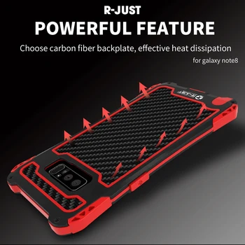 

R-JUST Shockproof Waterproof Case for Samsung S8 Carbon Fiber Metal Bumper Cover for Samsung Galaxy s9 s9 Plus Note 8 s8 s8 plus