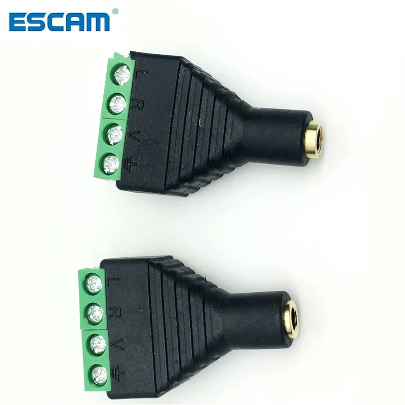 

ESCAM 3.5mm 3pcs 1/8 Inch Stereo Male & Female Plug to AV Screw Video Balun Terminal Jack 3 pin Terminal Block Plug Connector