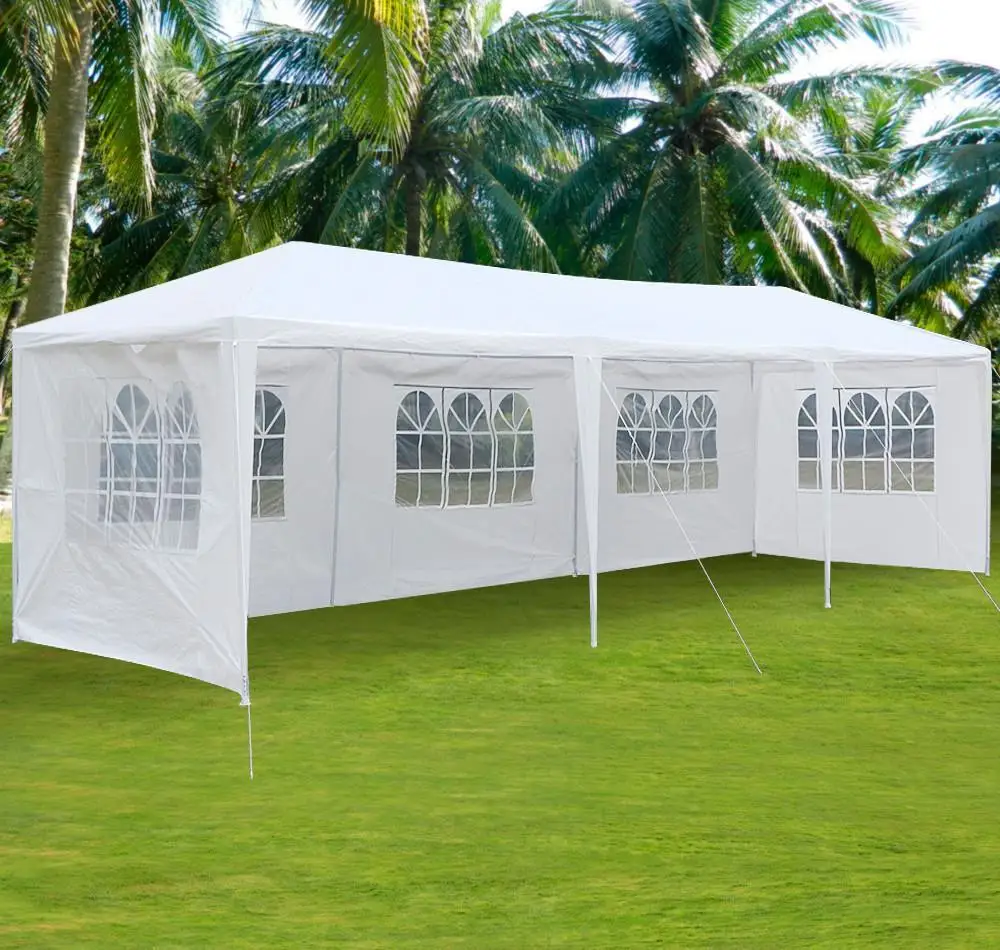 

10'x30' 5 Windows Party Wedding Gazebos Outdoor Folding Awning Garden Canopy Patio Aluminum Garden Gazebo Roof Tents