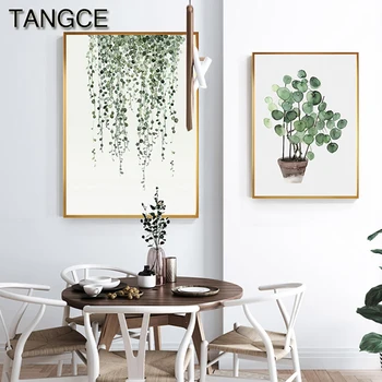 Billig Nordic Grün Blatt Kaktus Leinwand Wand Kunst Malerei HD Anlage Druck Und Poster Für Wohnzimmer Warme Tableau Dekoration Murale Salon