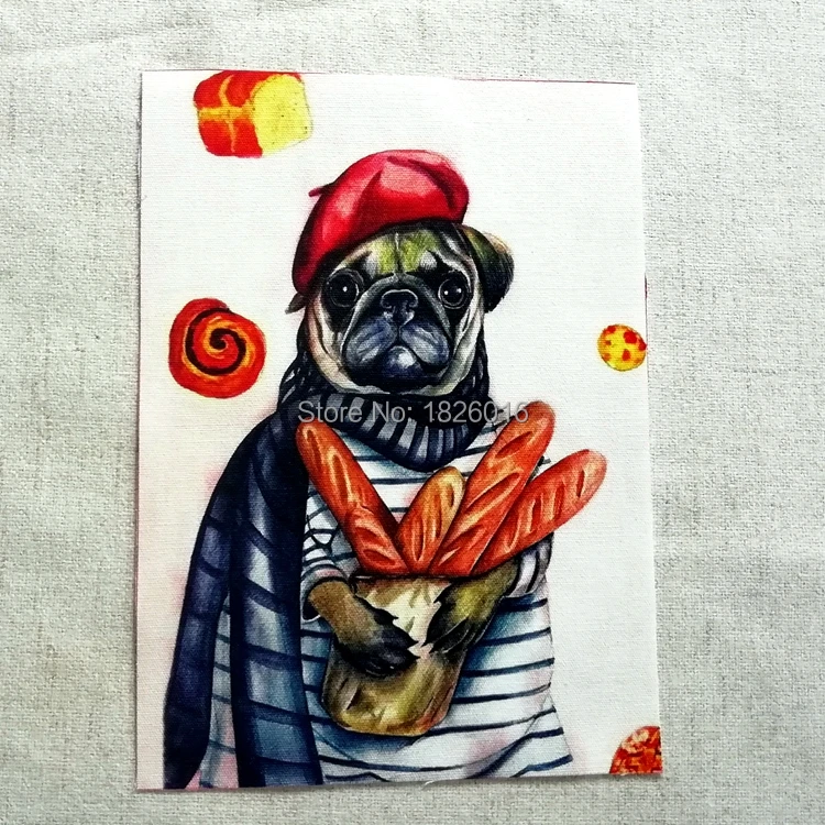 Хлопчатобумажная холщовая ткань ZENGIA Dog/pug/French bulldog для сделай сам шитье квилтинг