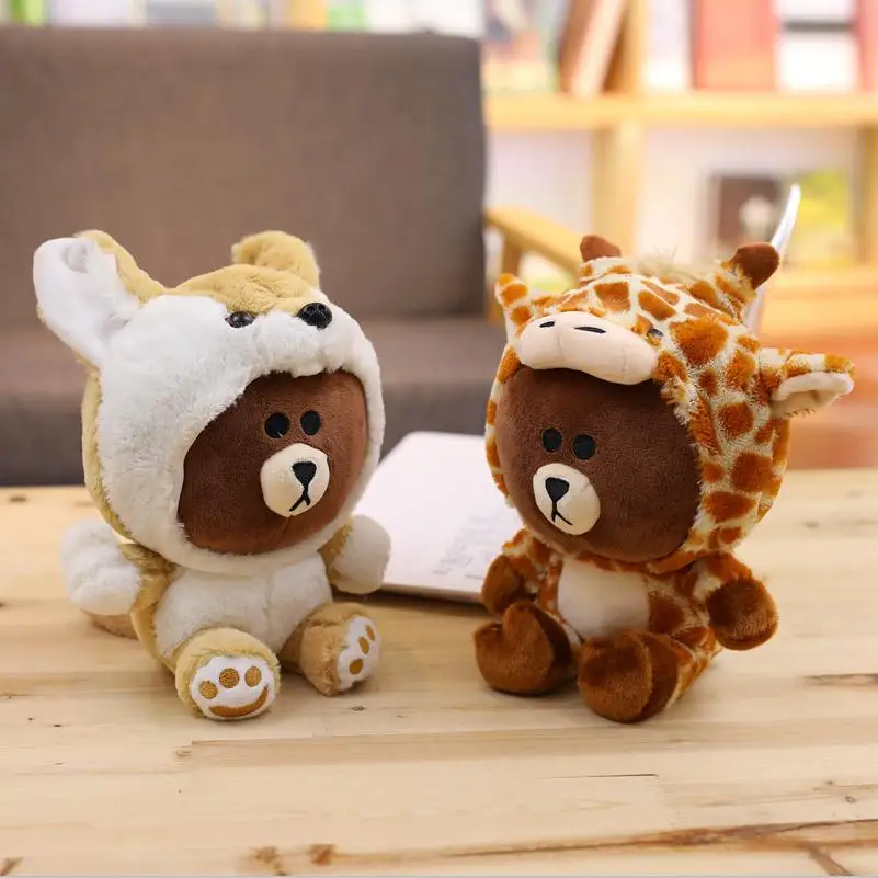 NRW 23cm~60cm Korean Dolls Giant Brown Bear Plush Dolls Dinosaur Tiger Dog Chick Plush Toy Giraffe Toys for children birthday