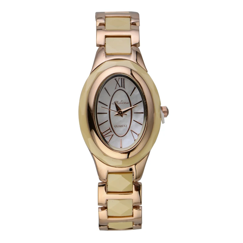 MELISSA настоящий керамический женский браслет часы бренд Vogue Девушки платье наручные часы кварцевые Relojes овальные винтажные Relogio Montre femme - Цвет: Цвет: желтый