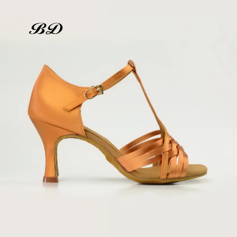 BD 2304 Обувь для танцев бальный Для женщин танцевальная обувь Танцы обуви для девочек женские босоножки на высоком каблуке 7,5 см Атлас 2018
