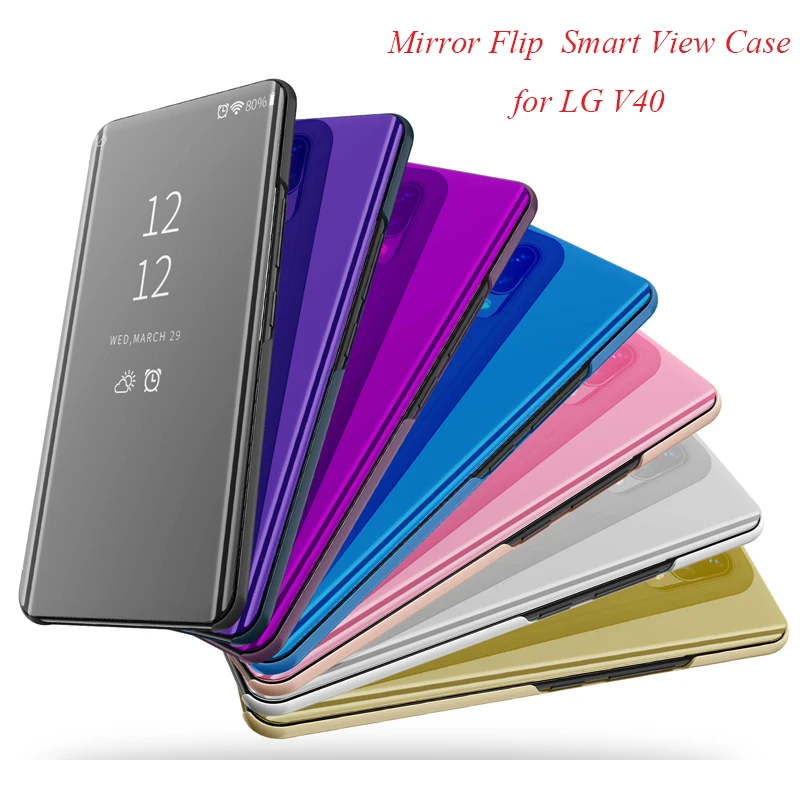 

LGV40 Smart Flip Stand Mirror Case For LG V40 Case Clear View PU Leather Cover For LG V40 Case Cover for LG V40