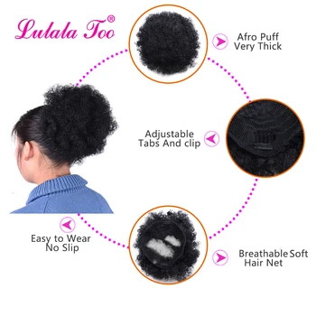High Afro Puff Ponytail Drawstring Chignon Hairpiece Short Synthetic Kinky Curly Fake Hair Bun Updo Clip In Hair Extensions