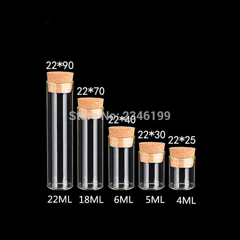 100pcs D22mm Clear Glass Bottle Test Tube With Cork DIY Gift Tools