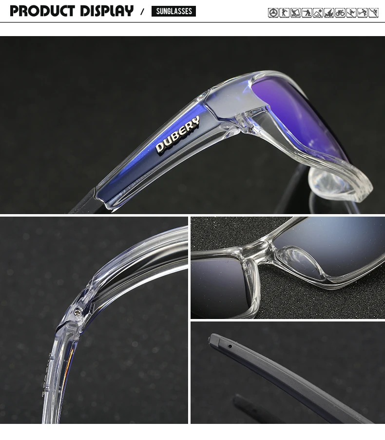 Мужские солнцезащитные очки DUBERY, поляризационные, для вождения, спортивные, солнцезащитные очки для мужчин и женщин, квадратный цвет, зеркальные, Роскошные, фирменный дизайн