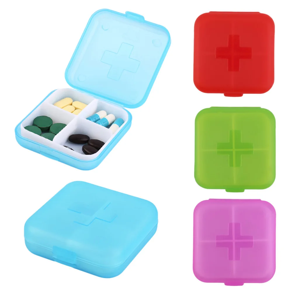 

New Portable 4 Slot Medicine Case Organizer Plastic Pill Drug Boxes Container Compartment Medicine Tablet Holder
