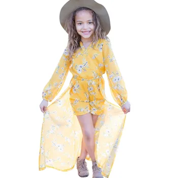 

Summer New Fashion Children Kids Girl Toddler Flower Long Sleeve Print Party Princess Sunscreen Dresses Wholesale Free Ship Z4