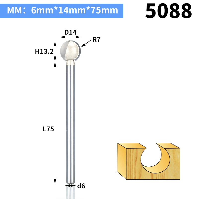 HUHAO 1 шт., 3 мм, 6 мм, хвостовик, круглая резьба по дереву, резьба по дереву, деревообработка, круглый 3D гравировальный нож - Длина режущей кромки: 5088