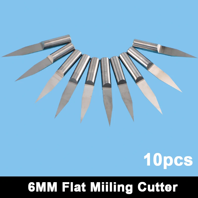 

10Pcs 6MM Set Of Cutters 30 Degree 40 Degree Milling Cutters Kit Flat Milling Cutter For For Engraving Machine Tools