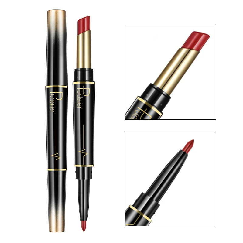 

Pudaier 16 Colors Double Ended Lipstick Lip Pencil Combination Waterproof Makeup Long Lasting Beauty Half Matte Lip Stick
