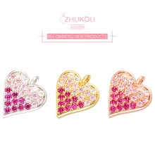 ZHUKOU-petit pendentif en cristal, 12x12mm, en forme de cœur de fraise, pour colliers, boucles d'oreilles et bijoux, accessoires pour la fabrication de bijoux modèle: VD427