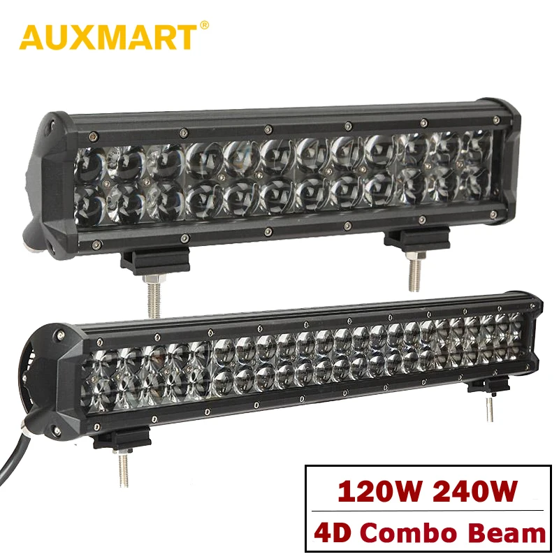 

Auxmart Combo 4D LED Light Bar Led 120W 240W Chips Offroad Work Light LED Bar 12V 24V ATV 4x4 4WD Trailer Trucks Pickup