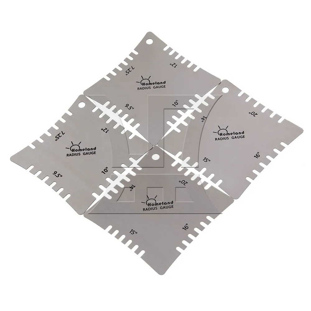 

Yibuy Silver Stainless steel Guitar Notched Radius Gauges for Measuring Fingerboard and Nut Saddle Radius Pack of 4