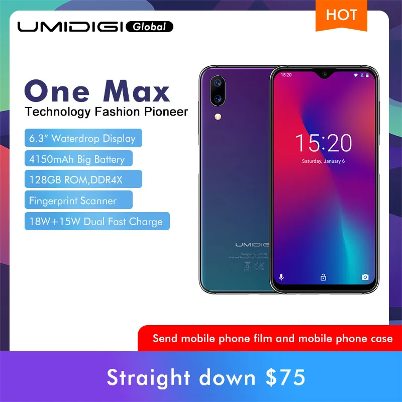 UMIDIGI One Max Global Bands 4 Гб 128 ГБ 6," полноэкранный смартфон Helio P23 4150 мАч NFC Беспроводное зарядное устройство для лица ID 18 Вт