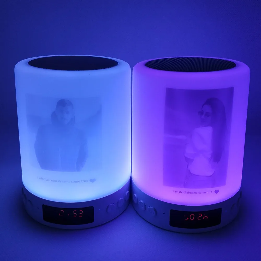  HZFCEW Custom Pattern Colorful Night Light Smart Portable Wireless Bluetooth Speaker Touch Control  - 32970974461