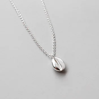 

ABC silver Korean version S925 sterling silver fashionable coffee beans short doble media luna gota de agua collar necklace