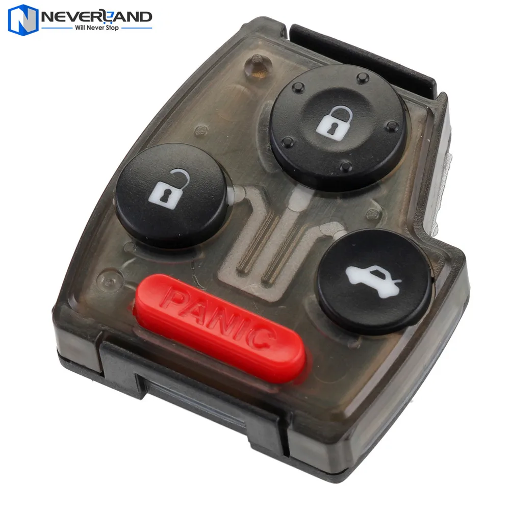 

New Remote Car Key FOB 3+1 Buttons with Rubber Pad 433MHZ Auto Replacement for Honda Accord Civic CR-V Pilot D10