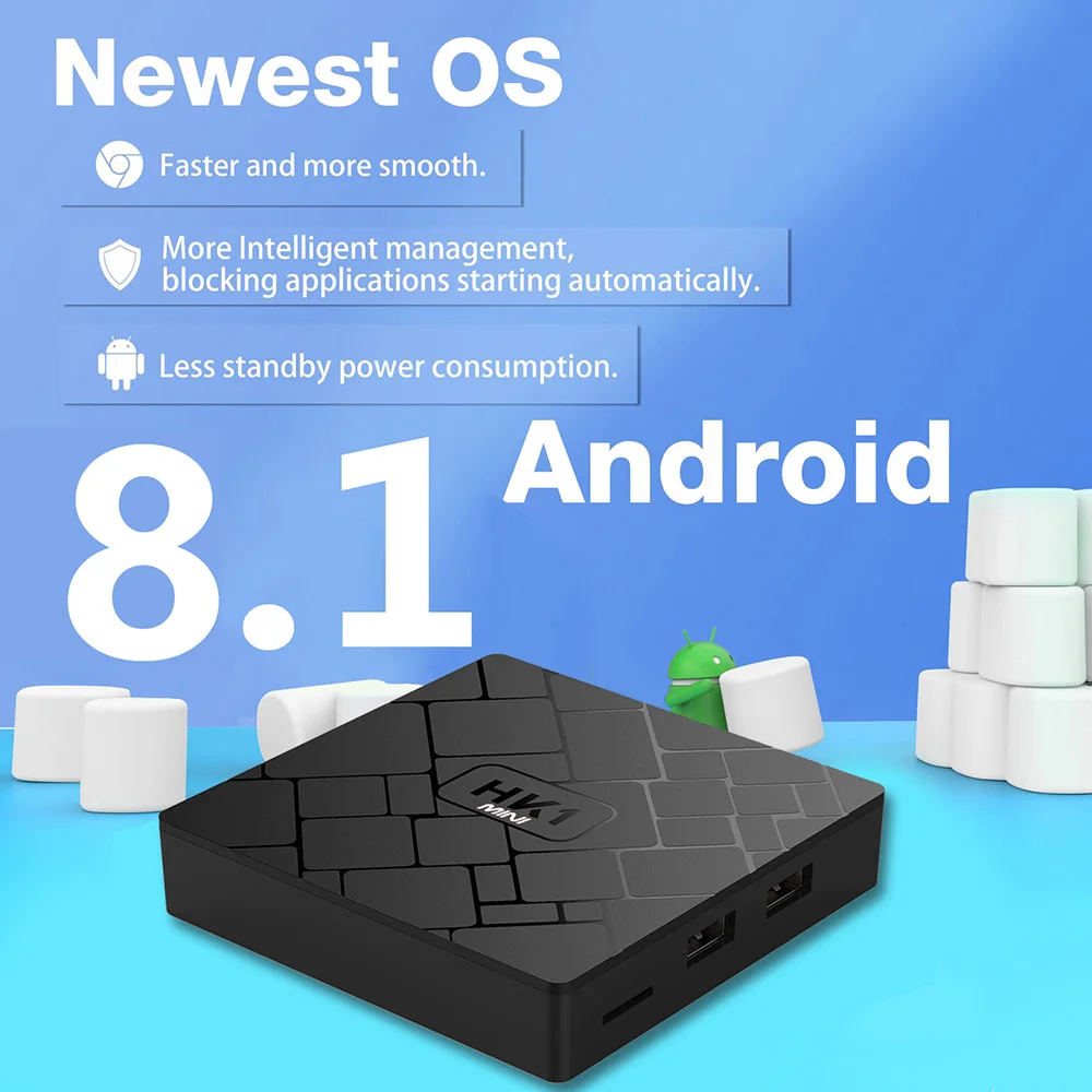 KimTin HK1 Smart TV BOX Android 8.1 Quad Core Set Top Box 2G Ram 16G ROM 4K 3D H.265 2.4G Wifi 1080P HD Media Player TV Receiver