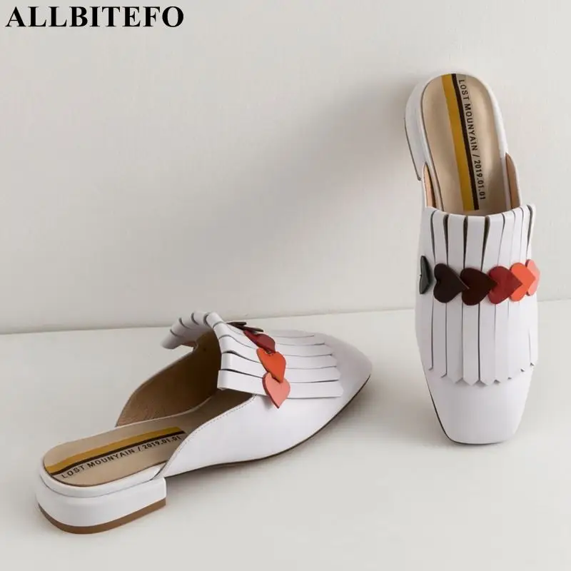 

ALLBITEFO fashion genuine leather comfortable women shoes high quality party ladies shoes summer women slippers women heels