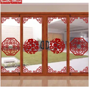 

Chinese classical flower auspicious cloud pattern wall stickers shop window glass door corner flower stickers decorative sticker