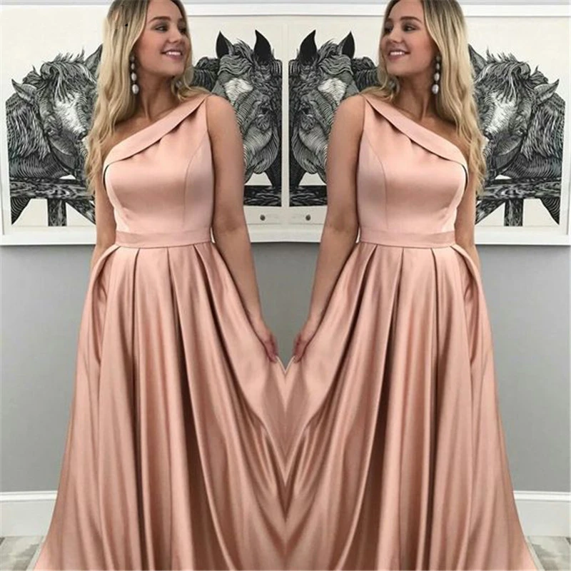 Sexy One Shoulder Blue Bridesmaid Dress 2018 Long Floor Length Wedding Party Dress Cheap Plus Size Women Vestido de festa longo (1)