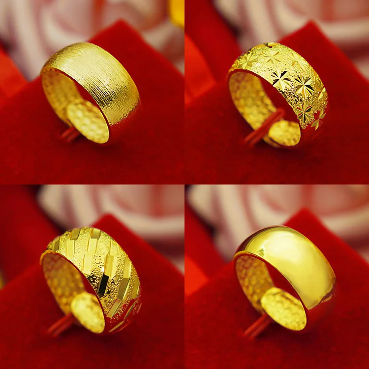 

Luxury Big Gold Ring Men For Wedding High Quality bague Golden Metal Finger Rings Male Band Engagement Anniversary Jewellery