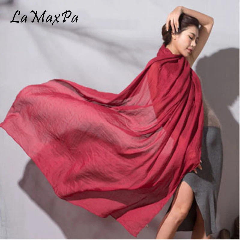 

2019 New Women Solid Color Scarf Soft Cotton Shawls and Wraps Pashmina Soft Warm Female Foulard Muslim head scarves Hijab Stores