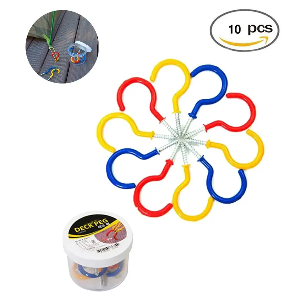 

10PCS Outdoor Camping Screw Spiral Plank Nail Tent Special Nail Question Mark Shape Nail Hook With Storage Box