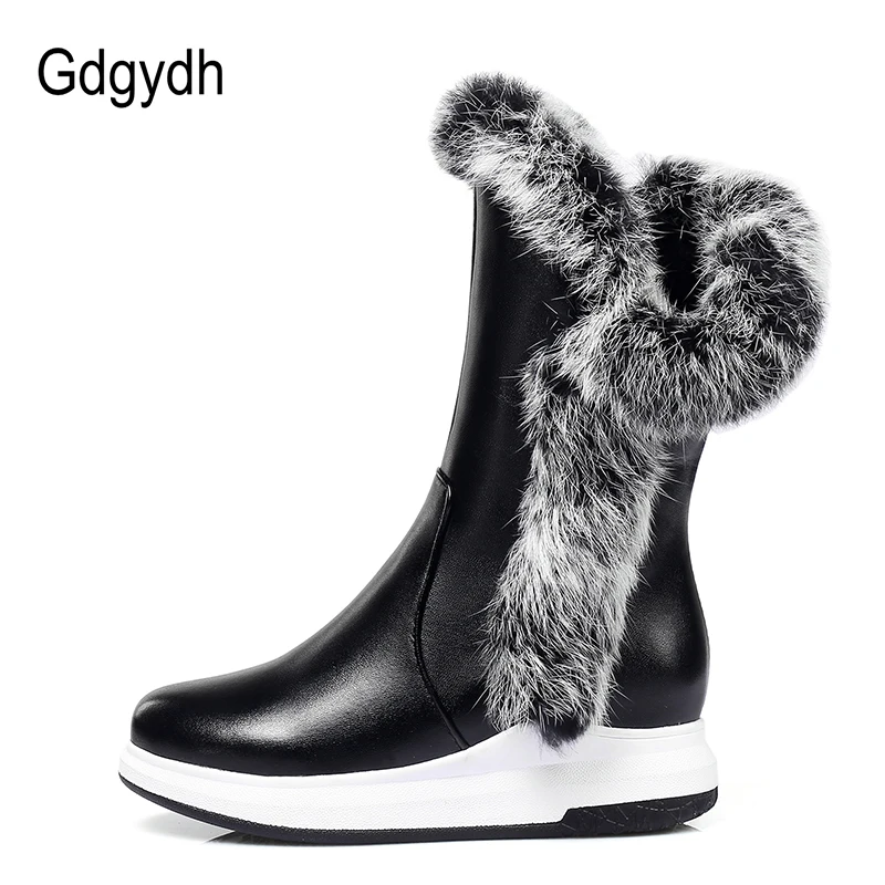 Gdgydh/женские зимние ботинки на меху с животным принтом г. Новая зимняя хлопковая обувь на Плоском Каблуке женская обувь на молнии, черный, белый цвет, толстый плюш, круглый носок