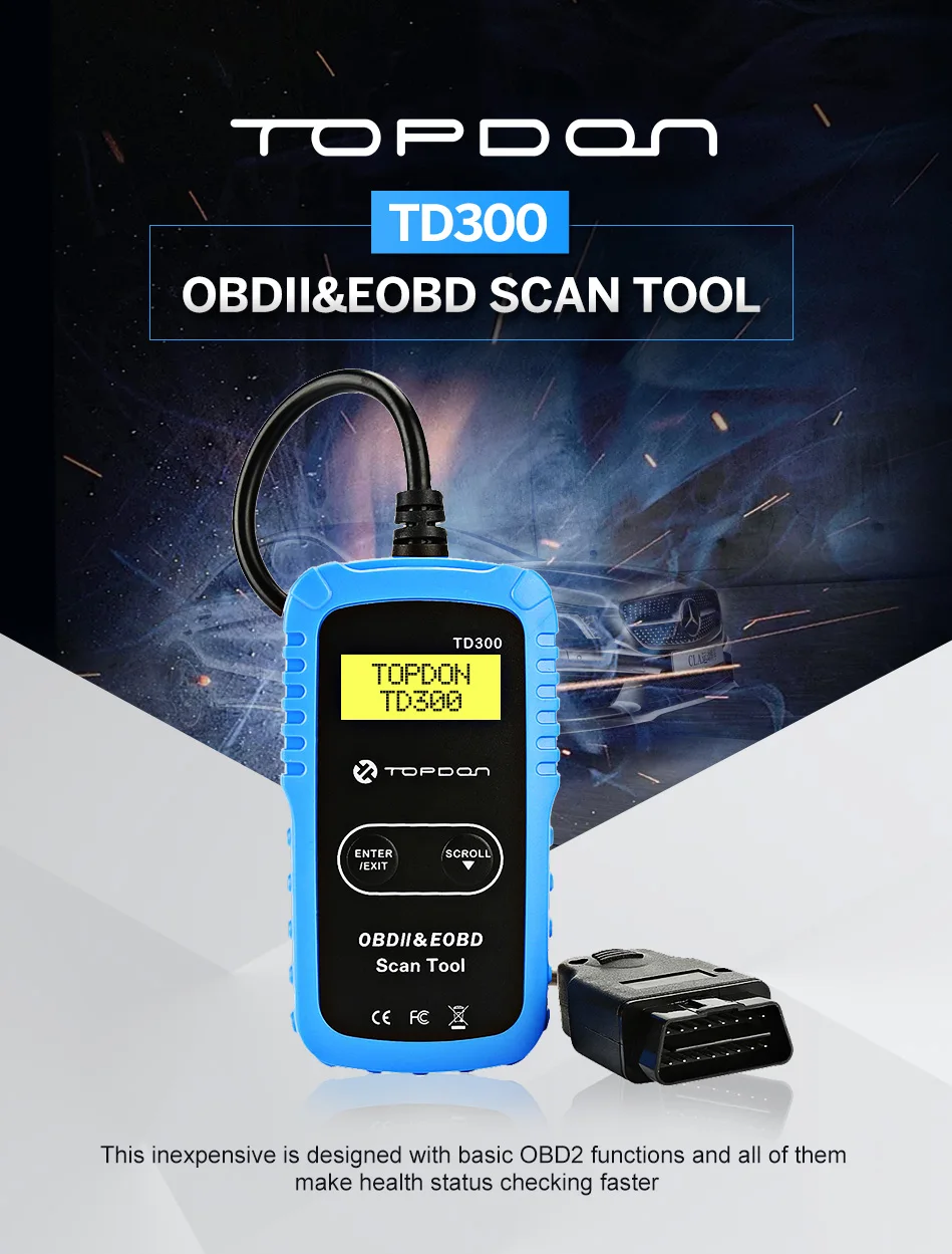 TOPDON TD300 AL319 EOBD/OBEII код ридер автомобиль и светильник Truch OBD2 диагностический сканер Инструменты