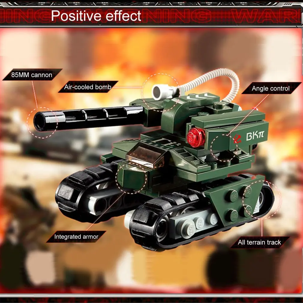 

OCDAY 103pcs/set Building Blocks Hammer Tank Red Alert 3 Military Tank Leading Bricks Model Toys For Children Gift Tank Set