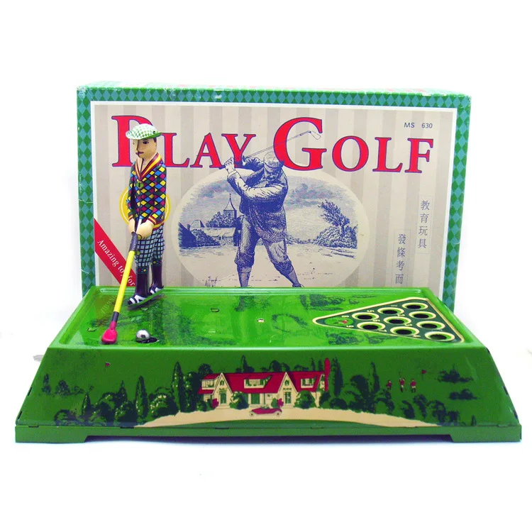 

Retro Collection Tin toys mkd3 Children Metal Wind up Sports Robot Vehicles Handmade Iron Mechanical Golf Player Play golf