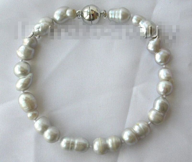 

shippingstunning big 15mm baroque gray freshwater cultured pearl bracelet 8" h116