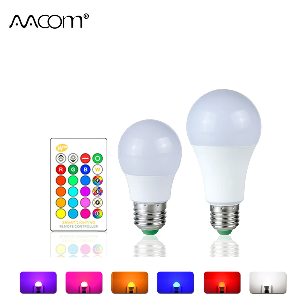 RGBW E27 LED Lamp 5W 10W 15W 85-265V Ampoule Spotlight Bubble Ball Bulb A50 A60 With 24 Key Remote Controller | Лампы и освещение