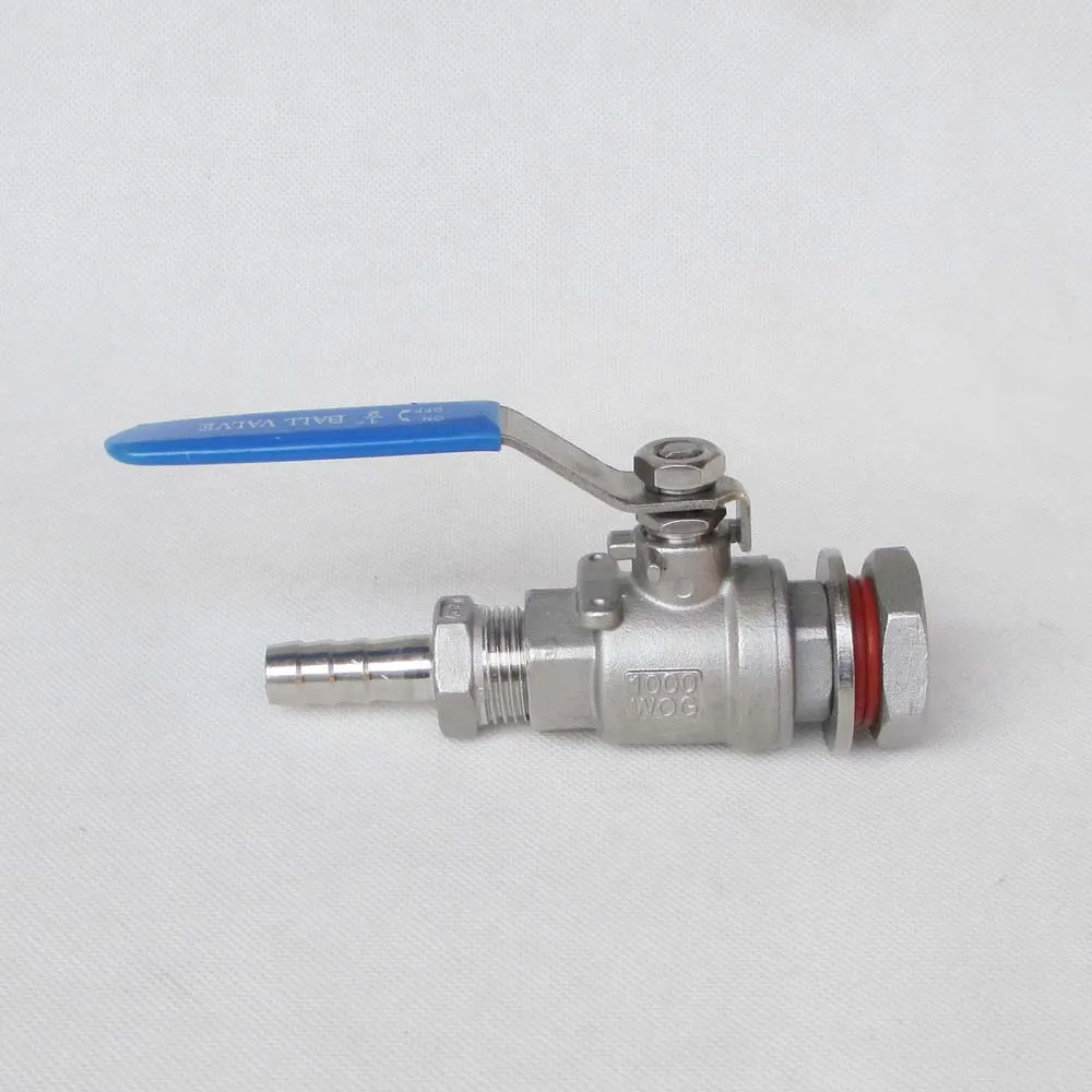 

1/2" Stainless Steel Weldless Bulkhead with Barb and Ball Valve