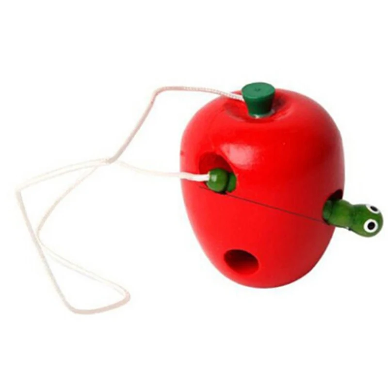 Маленький размер, обучающая игрушка для раннего обучения, Столярный червь, поедающий яблоки, груши и арбузы, модель пазла, игрушки для резьбы - Цвет: apple