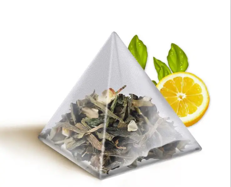 

5000 pcs Pyramid Tea Bags Filters Nylon TeaBag Single String With Label Transparent Empty Tea Bags 5.5*7cm